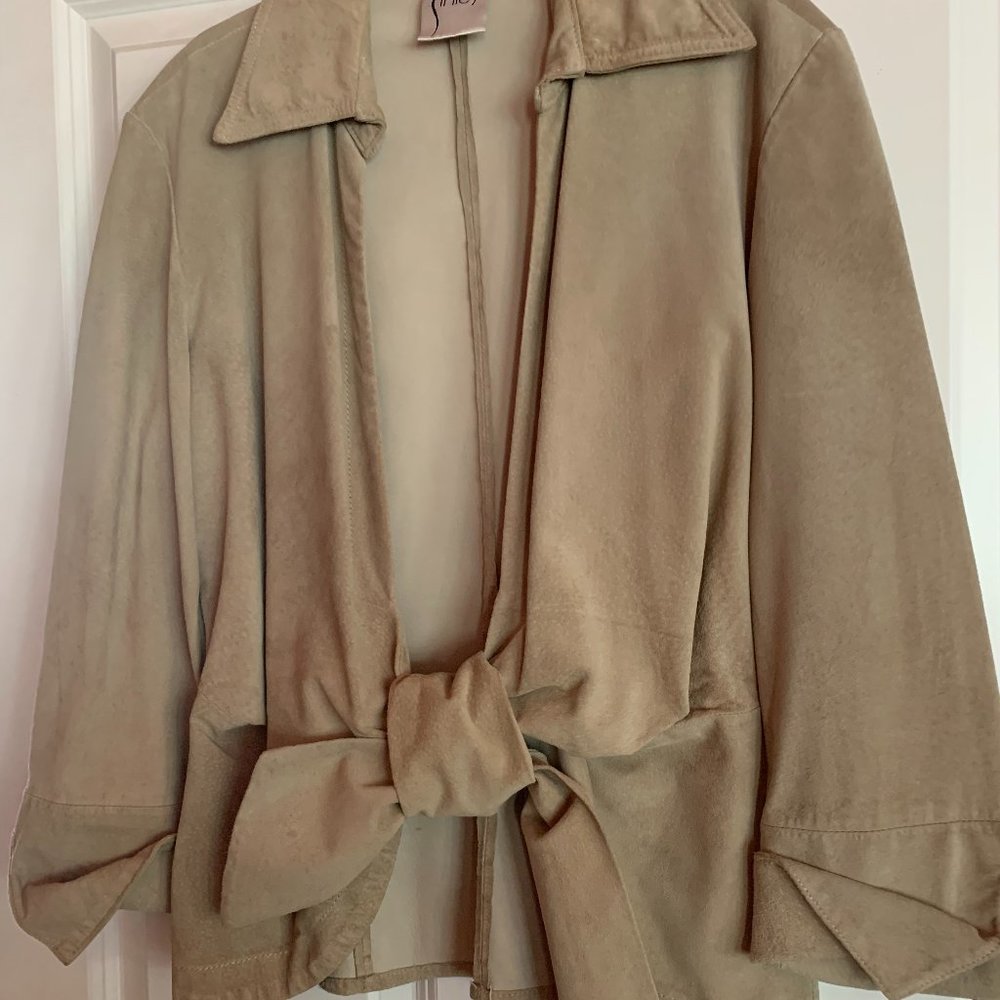 Beige Suede Tie Jacket